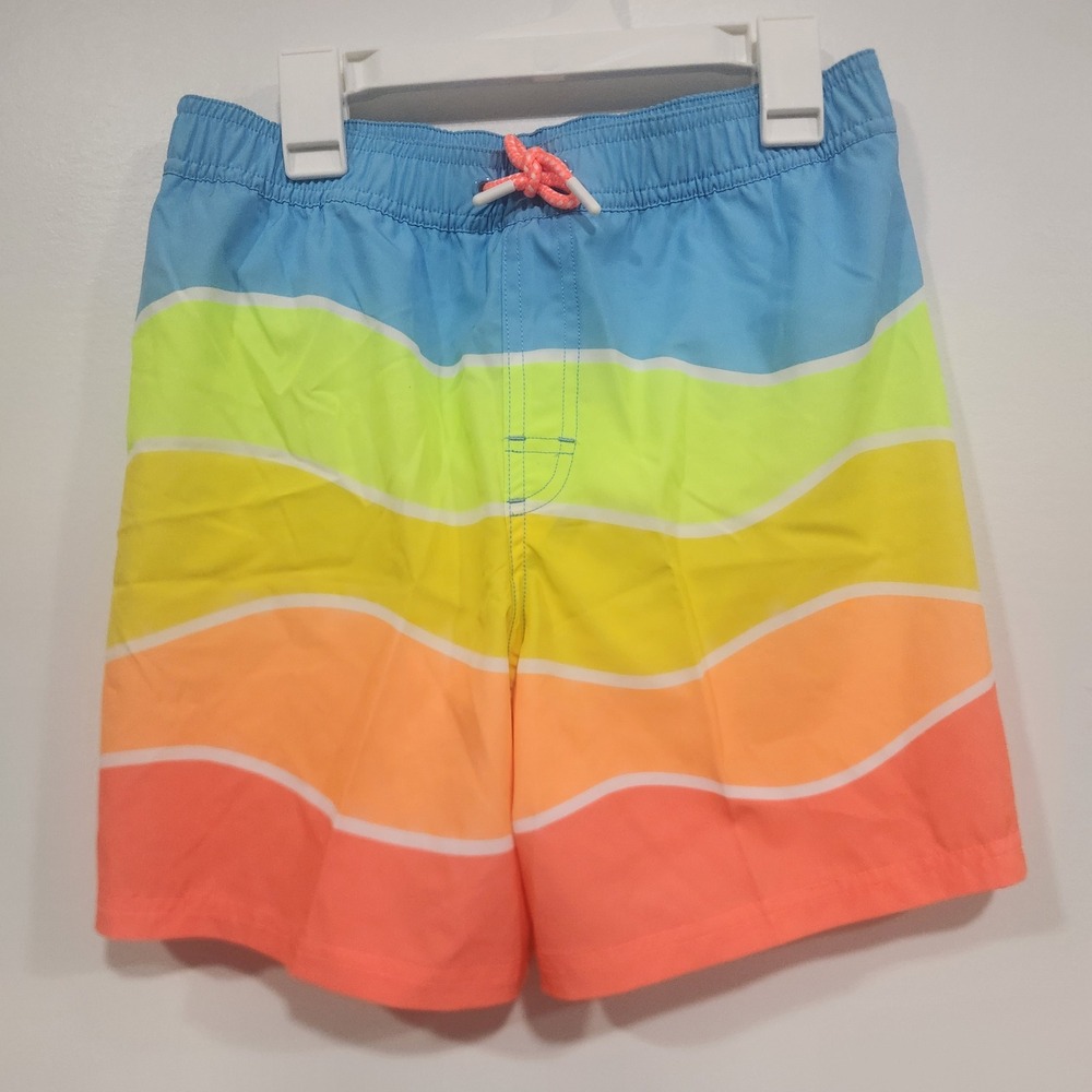 Wonder‎ Nation Boys Colorful Wave Swim Trunks Size L 10-12